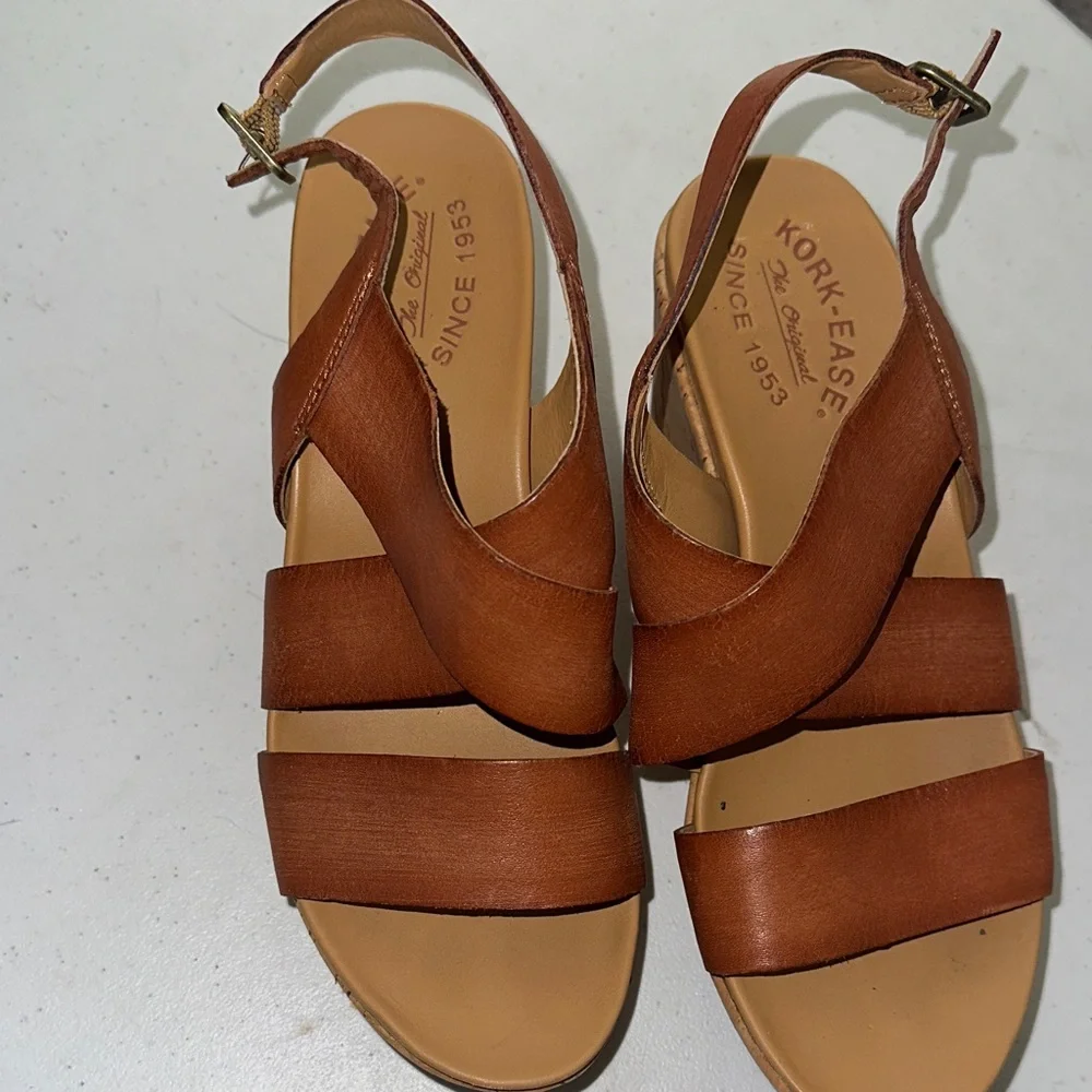 Kork-Ease Tan Leather Sandals - Picture 1 of 4